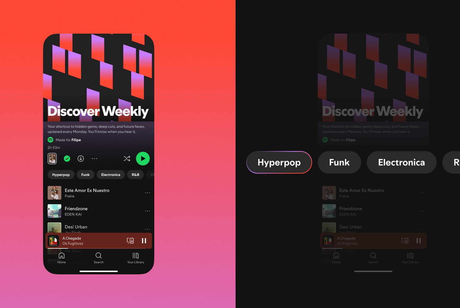 Lista Descubrimiento Semanal en la aplicación de Spotify